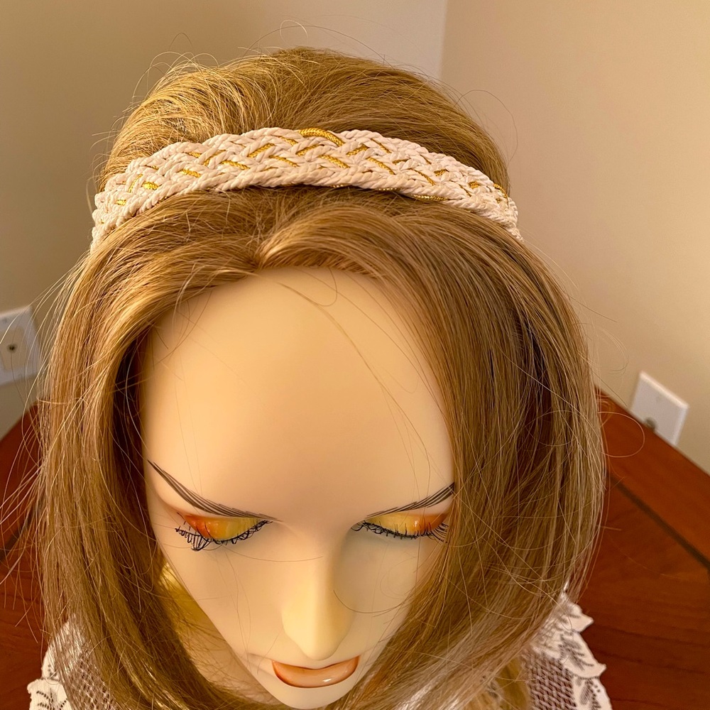 Cream and Gold Braided Headband